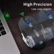 Uiosmuph Wireless Mouse Rechargeable Silent LED Computer Gaming Mouse with USB Receiver