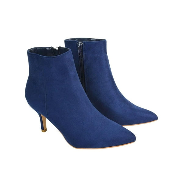 XY London Womens Anastsia Side Zip Mid Kitten Heel Ankle Boots