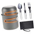 thumbnail image 3 of Almencla Camping Cookware Mess Kit with Cutlery Lightweight for Hiking Folding Handle Orange Handle, 3 of 8