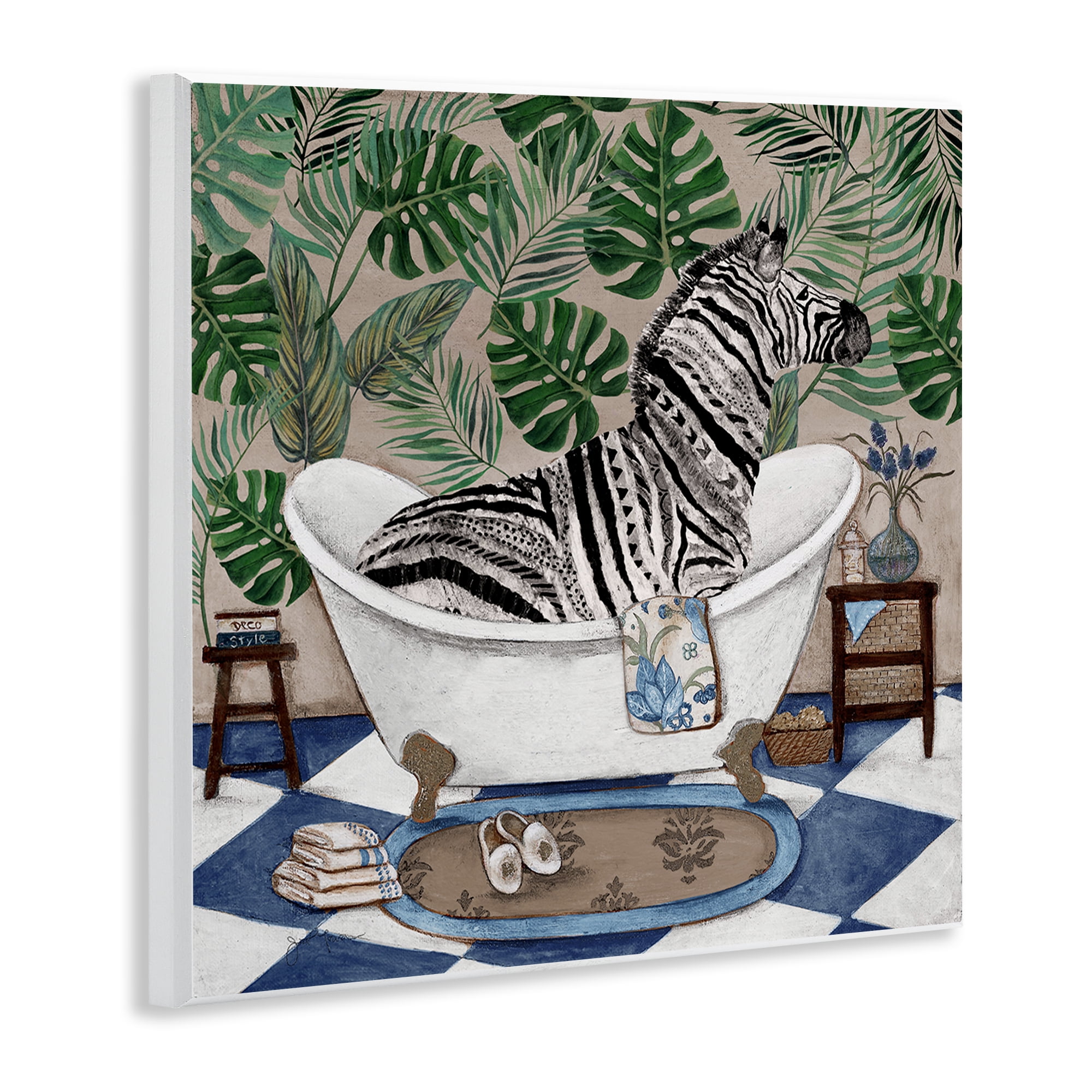 Stupell Industries Zebra in Tropical Bathtub Wall Plaque Art, design by Janet Tava