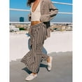 thumbnail image 4 of PUWEI Women's Striped Wide Leg Pants Loose Fit Drawstring Waist Casual Palazzo with Pockets, 4 of 7