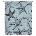 thumbnail image 2 of Teal Blue Starfish Sheer Curtains 45 Inches Long, Coastal Ocean Summer Sea Nautical Light Filering Curtains, Breathable Simi Curtain Privacy Drapes for Kitchen Bathroom Small Window Treatment, 2 of 9