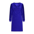 thumbnail image 6 of Xdegoge Velvet Dress for Women, Long Sleeve Sequin Cuff A Line Midi Dresses with Cowl Neck, Elegant Evening Party Wear, 6 of 8