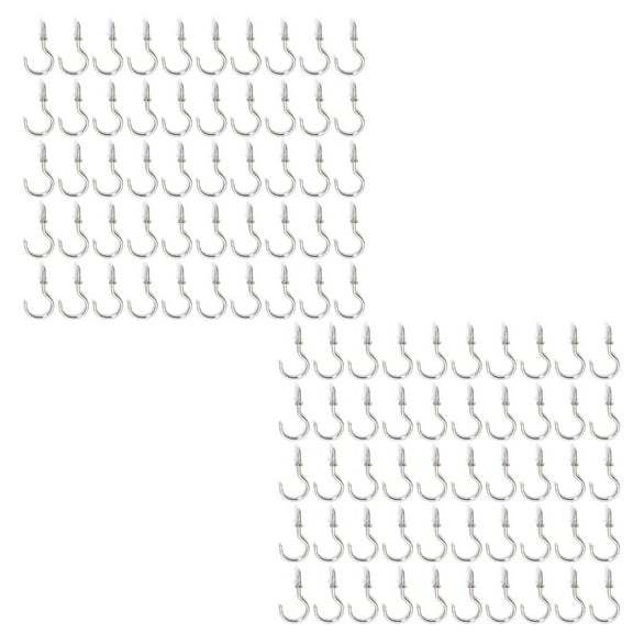 Pack of 100 Steel Screw Hooks Hook Screws Stainless Steel Screw Hooks Eye Screw Ceiling Hooks Simple Installation