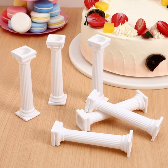 Raindrops White Plastic Cake Support Rods with Elegant Roman Column Separators for Multi-Layered Cake Decoration