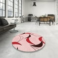 thumbnail image 4 of Ahgly Company Machine Washable Indoor Round Transitional Red Area Rugs, 4' Round, 4 of 7