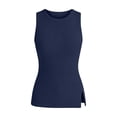 thumbnail image 7 of Yievot Womens Summer Tank Tops Ribbed Knit Sleeveless Shirts Crew Neck Slim Fit Side Slit Casual Basic Shirts, 7 of 7