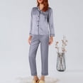 thumbnail image 1 of Ensemble de Pyjama en Satin Long pour Femmes Coupe Ample M-5TG, 1 of 9