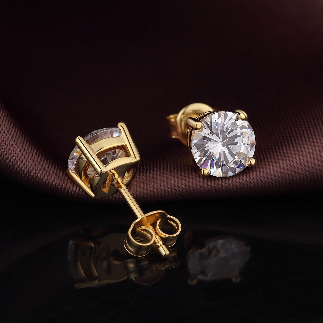 Diamond Earrings Gold Stud Earrings for Men Women Cz Stud Earrings Gold Diamond Stud Earrings Cubic Zirconia Earrings Studs for Women Diamond Studs Fake Diamond Earring Studs 4mm