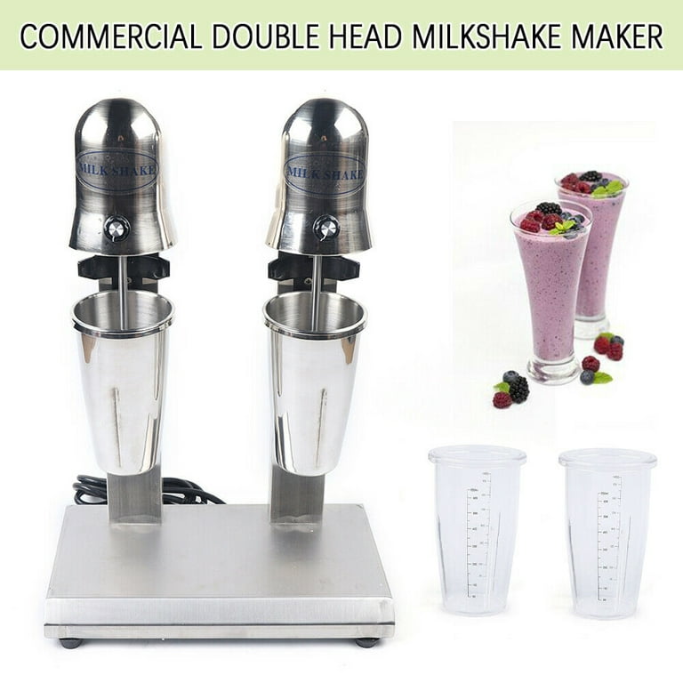 BENTISM Milkshake Maker, 375W x 2 Electric Milkshake Machine, Commercial  Double Heads Drink Mixer Blender, LED Intelligent Microswitch, 3-Speed  Milkshake Mixer with 2 x 820 ml Stainless Steel Cups 