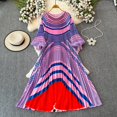 thumbnail image 1 of Vestido largo holgado de manga larga con cuello redondo, vestido de satén estampado, de una sola botonadura vestido plisado, elegante, otoño, 1 of 5