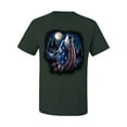thumbnail image 2 of Wild Bobby, American Flag Howling Wolf Animal Lover Men's Graphic T-Shirt, Forest Green, Small, 2 of 3