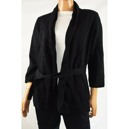 Belted Petite Cardigan - Alfani Women's 3/4 Sleeve Black Open Front Belted Sweater Jacket Cardigan XL