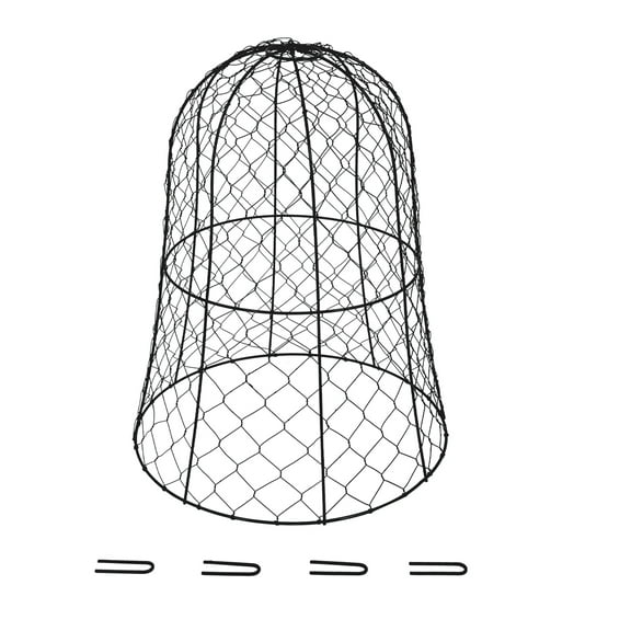 Metal Plant Cages, Powder-Coated Iron, Large 12.99"H×15.75"D, Protects Plants from Animals, Easy Installation with Ground Nails, Lightweight and Space-Saving