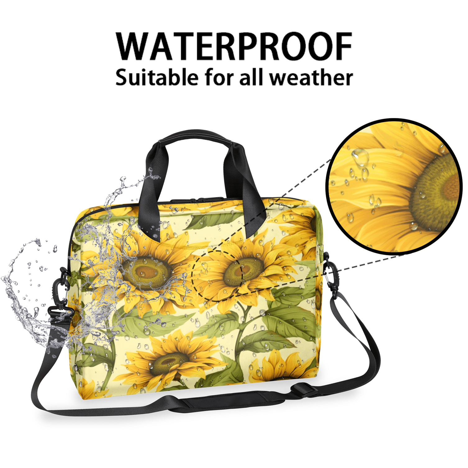 Herdesigns Sunflower Laptop Bag for Women Men, Computer Case Briefcase Messenger Bags, 15-15.6 inch Laptop Sleeve Shoulder Bag
