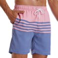 thumbnail image 3 of Zylanna Men's Casual Shorts, Elastic Waist 2025 New Style Color Block Patching Beach Vocation with Pockets Summer Short Pants for Man Multicolor Size 34, 3 of 4