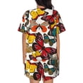 thumbnail image 3 of Naloa Retro Floral Butterfly Women's Short-Sleeved Pajama Set, Loungewear, Summer pajamas, Breathable Cozy - 4X-Large, 3 of 9