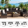 thumbnail image 3 of Gaildon 7 Patio Outdoor Furniture Wicker Sectional Sofa Couch Lawn Sectional Black Glass Table, Black, 3 of 7