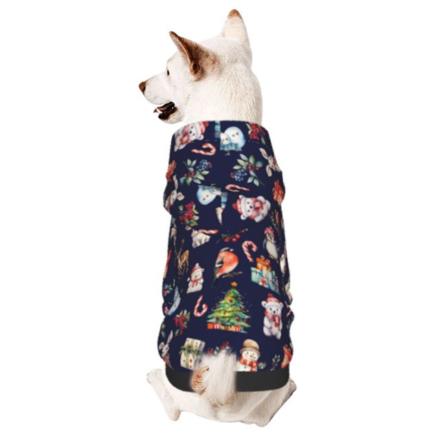 Fotbe Christmas Critters Delight Sudadera con Estampado para Perros Pequeños – Suéter con Capucha para Mascotas, Tela Suave de Forro Polar con Bolsillo-X-Large