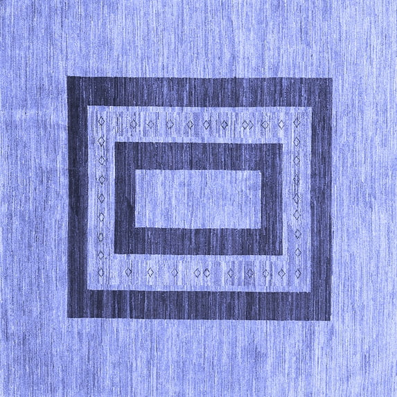 Ahgly Company Machine Washable Indoor Square Abstract Blue Contemporary Area Rugs, 7' Square