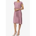 thumbnail image 3 of TheMoogan Women's Flutter Ruffle Cap Sleeve Tiered Jersey Babydoll A-Line Midi Day Dress, 3 of 6