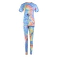 thumbnail image 6 of Gzhioc Women 2 Piece Tracksuit Set, Short Sleeve Tie Dye Tops High Waist Pants Bodycon Yoga Sports Summer Outfits, 6 of 7
