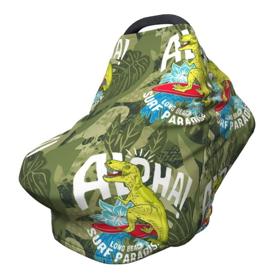 Fotbe Surfing Dinosaur Pattern Car Seat Covers for Babies, Nursing Breastfeeding Cover Infant Carseat Canopy, Soft Stretchy Carrier Cover