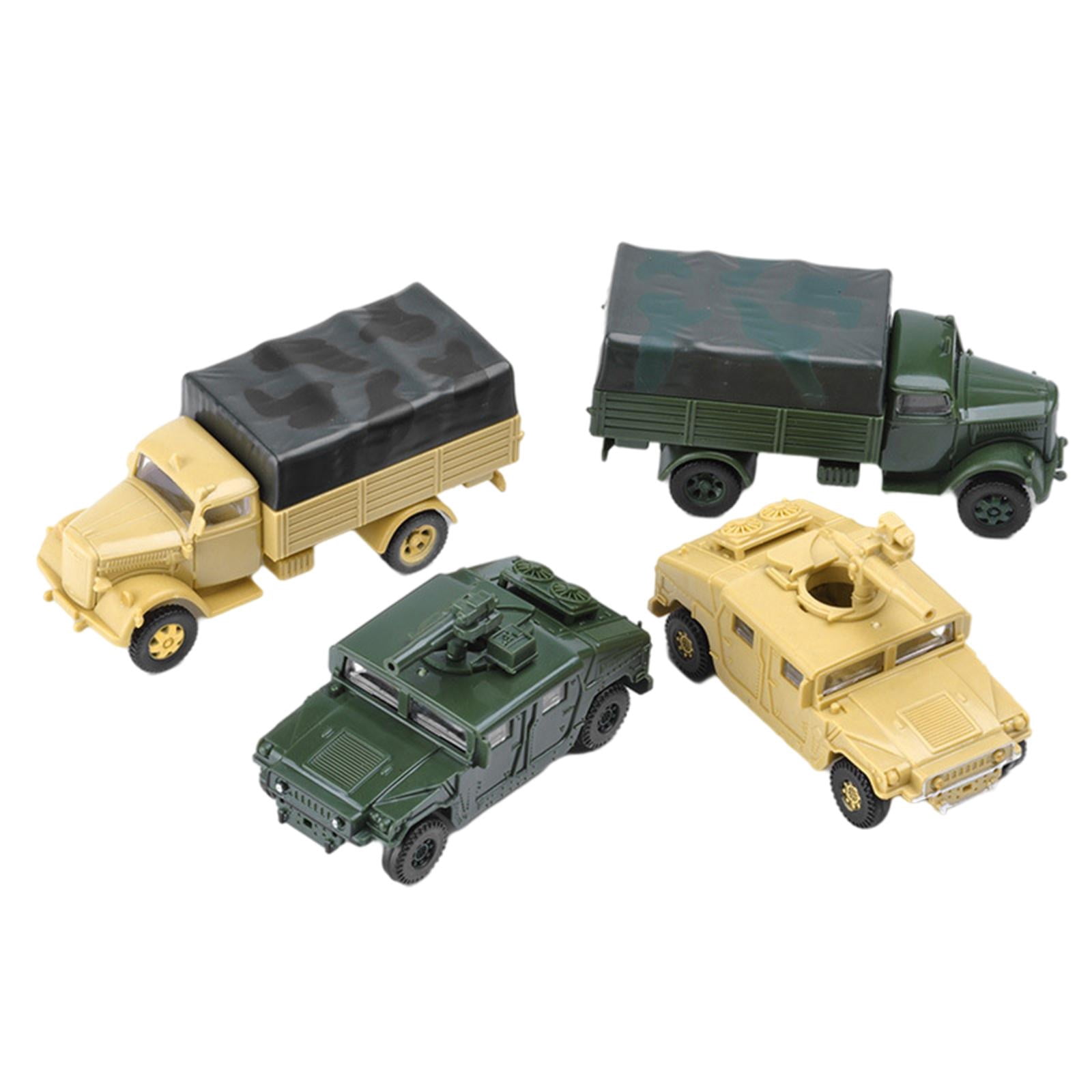 JWQFBC Set of 4 1/72 4D Assemble Truck Micro Landscape Building Kit Educational Toy Sand Table Toy Vehicle Model Toy Plastic