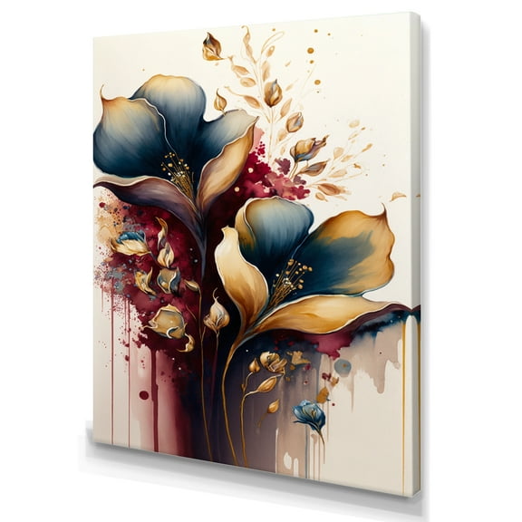 Designart Blue And Burgundy Cally Lily Bouquet II Canvas Wall Art