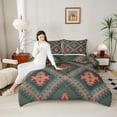thumbnail image 4 of jejeloiu Green Orange Rhombus Full Size Comforter Sets,Boho Exotic Geometric Bedding Comforter Set,Rustic Aztec Triangle Bedding Sets For Adults,Super Cozy Room Decor Reversible,3-Piece, 4 of 8