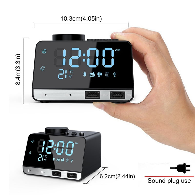 Digital Dual Alarm Clock Bluetooth Snooze USB Port Bedside Desk Clock Office 