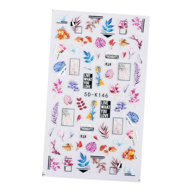 Pegatinas 5D en relieve Sunnimix calcomanía tallada Flor decoración artística de uñas DIY