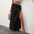 thumbnail image 2 of Defitshape Women's Sarong Swimsuit Coverups Chiffon Beachwear Long Bikini Wraps Knotted Lightweight Comfy Uv Protection Beach Cover Up Skirt Black Small-X-Large, 2 of 4