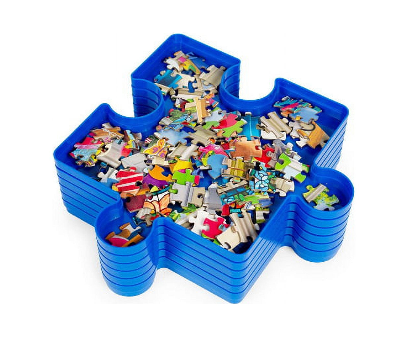 6 STACKABLE PLASTIC Trays Jigsaw Puzzle Shape Colour Sorter Organiser £4.99  - PicClick UK