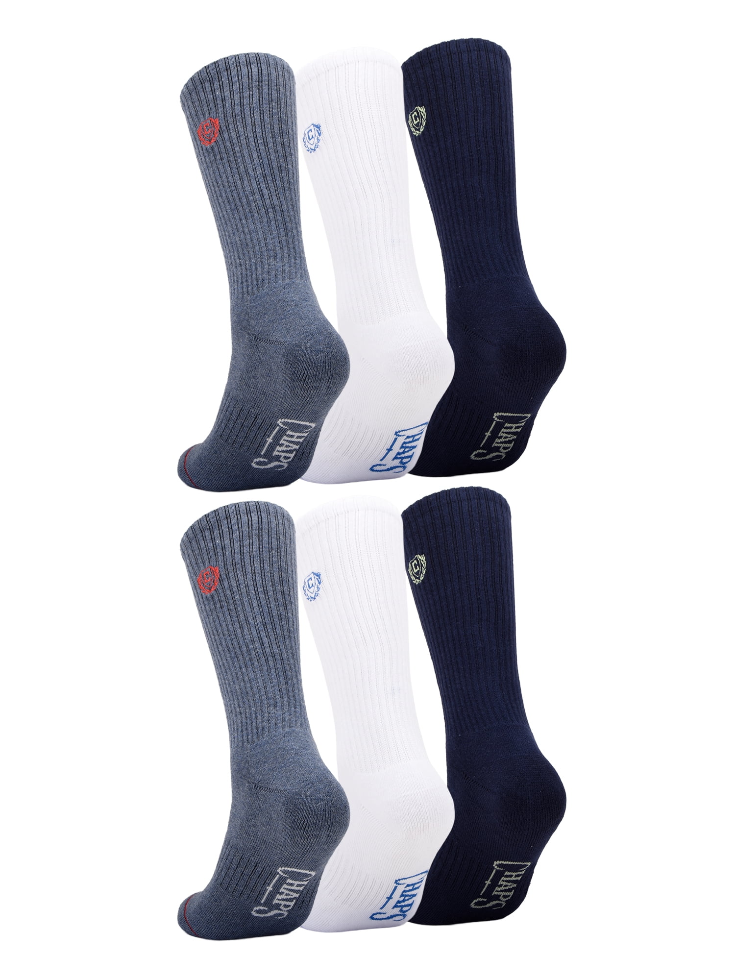 Chaps Casual Half Cushion Crew 6-Pack Men's, Sock Size 10-13
