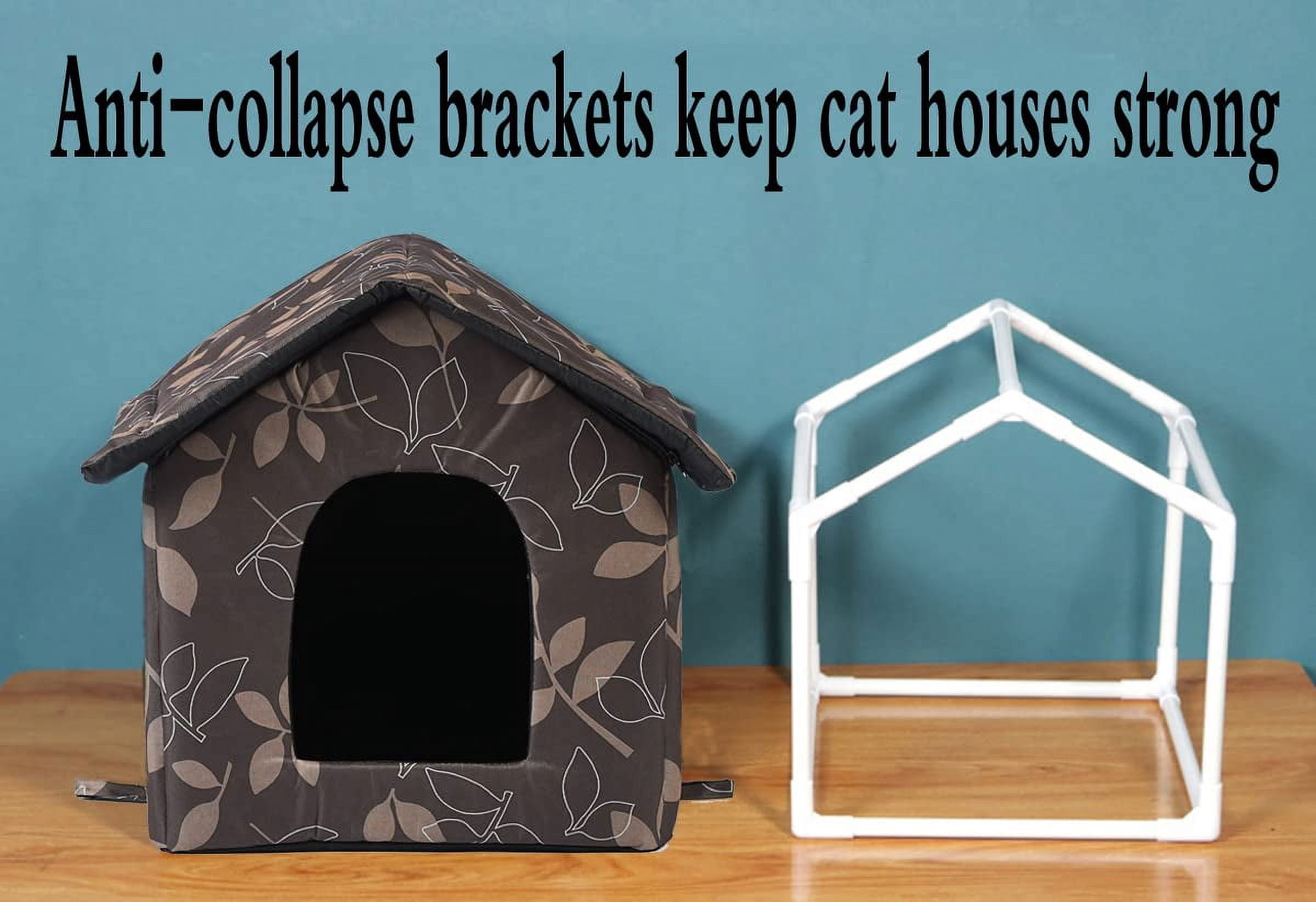 Outdoor Cat House Cat House for Outdoor and Indoor Use - Waterproof Shelter for Cats, Dogs, and Feral Animals (Grey Wood Color, Large)