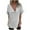 Gray, variant on Lenpel Women's Cotton Linen Tops Fashion Short Sleeve Deep V Neck Side Button Loose T-Shirts Summer Casual Blouses