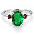 thumbnail image 3 of Gem Stone King 14K White Gold Green Nano Emerald and Red Rhodolite Garnet Engagement Ring for Women | 2.24 Cttw | Oval 10X8MM | Gemstone May Birthstone | Size 9, 3 of 6