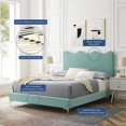 thumbnail image 2 of Platform Bed Frame, Twin Size, Blue, Velvet, Modern Contemporary, Bedroom Master Guest Suite Room, 2 of 10