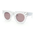 thumbnail image 5 of Womens Art Nouveau Deco Thick Plastic Horn Rectangle Sunglasses White - Brown, 5 of 8