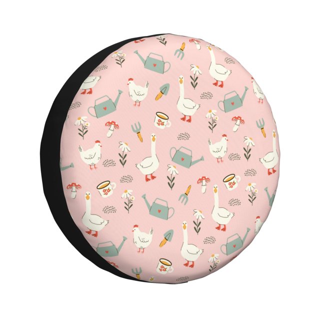 Fotbe Chicken And Goose Funda de Llanta de Repuesto con Estampado, Engrosada, Ajuste Universal para Jeep, Remolque, RV, SUV, Camión-16 inch