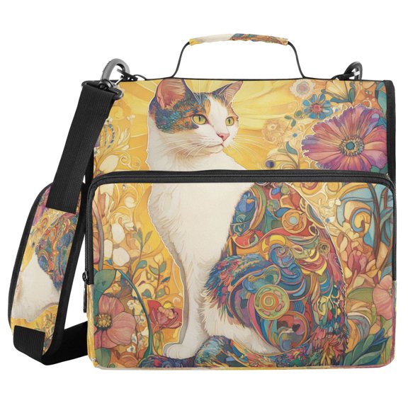 YAZAOO Zipper Binder trapper keeper Documents Organized Design The Colorful Cat Printed