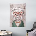 thumbnail image 1 of Dog Lover Decor Wall Hanging Tapestry, Vintage Illustration of Old Hipster Pug Dog with Red Glasses and Bow Master of Professor, Bedroom Living Room Dorm Accessories, 40 X 60 Inches, by Ambesonne, 1 of 1