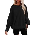 thumbnail image 1 of Sweats pour Femmes Col Rond Chute Légère Couleur Unie 2023 Mode Chaud Coupe Oversize Pulls, 1 of 4