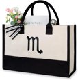 thumbnail image 1 of GFDYREE Personalized Initial Canvas Beach Bag, Monogrammed Gift Tote Bag for Women, 1 of 6