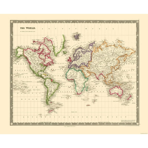 Historic Map - Mercator Projection - Teesdale 1840 - 28.31 x 23 - Vintage Wall Art