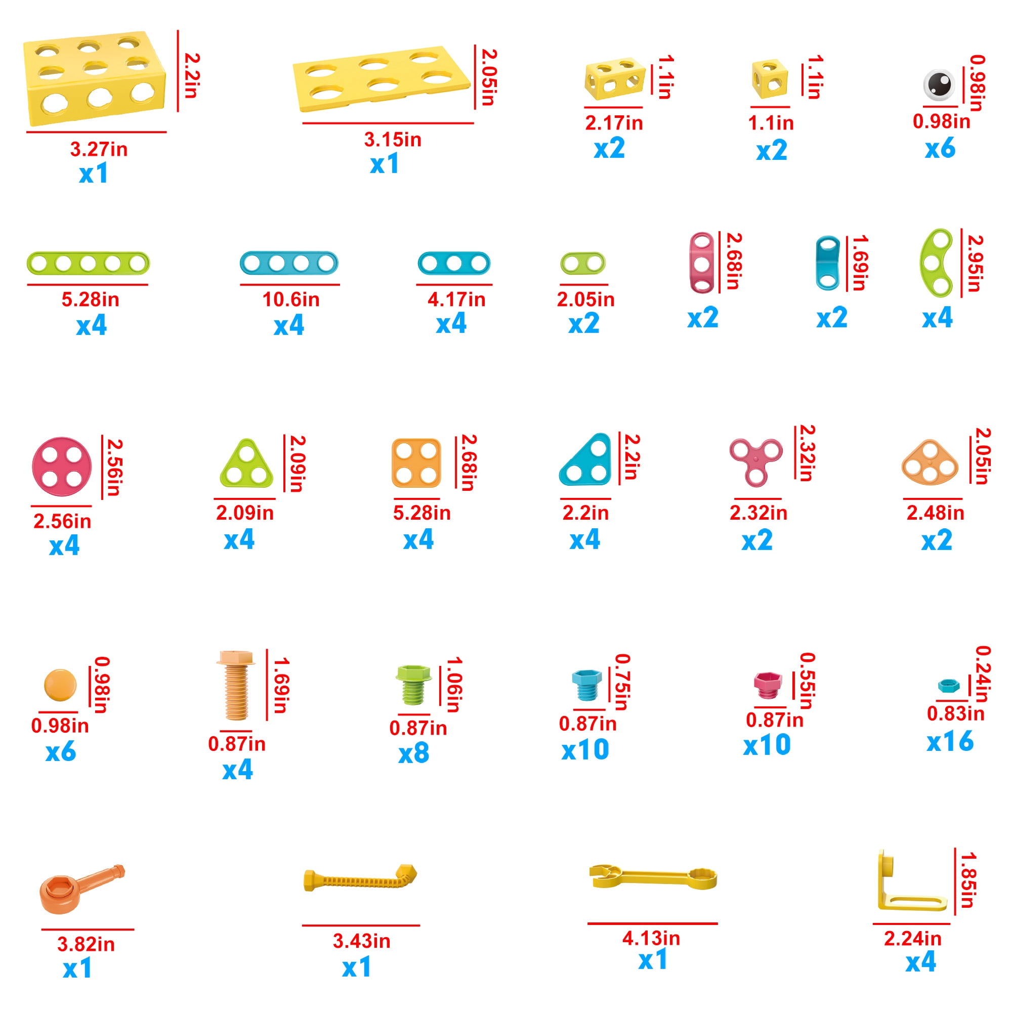 PicassoTiles 115PCS Building Blocks Set, STEM Educational Construction & Engineering Toy Kit with IdeaBook, Clickable Ratchet, Sensory Play for Kids 3+