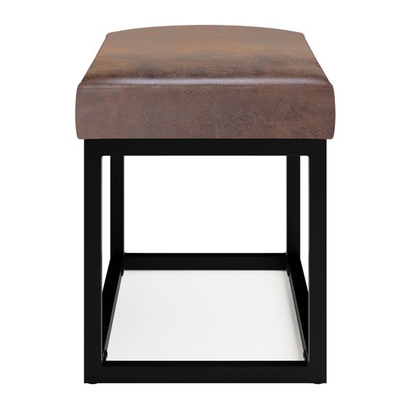 Simpli Home Reynolds 26W Small Footstool Ottoman Bench
