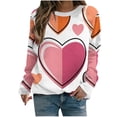 thumbnail image 1 of VALMASS Chandails en Molleton de la Saint-Valentin pour Femmes Manches Longues Col Rond Décontracté Mode Ample Blouses (L, Blanc-D), 1 of 4