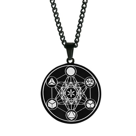 

Stainless Steel Metatron Cube Necklace Flower of Life Pendant Chakra